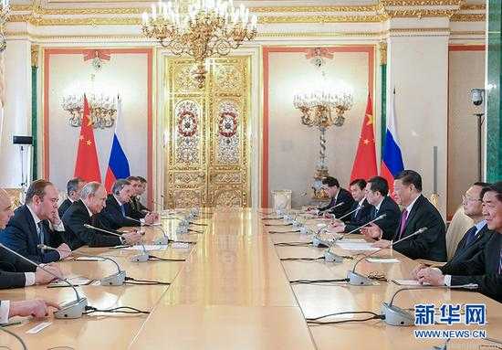  6月5日，国家主席习近平在莫斯科克里姆林宫同俄罗斯总统普京会谈。 新华社记者 谢环驰 摄